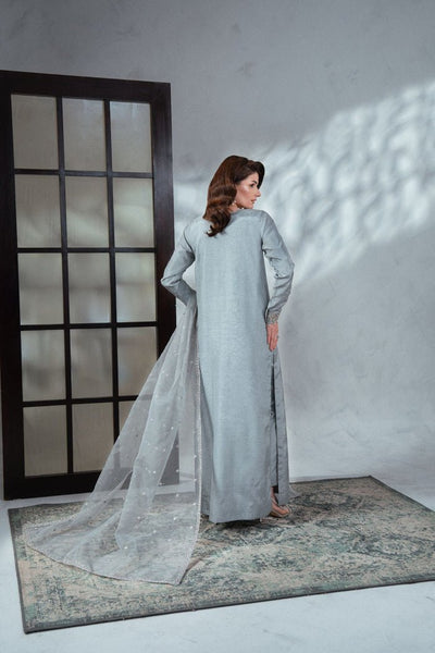 Enzo | Soiree Luxury Pret | Bleutée-Brand:Enzo-Type:Ladies Clothes-Light Blue Gray - House of Maryam- Buy in UK, USA