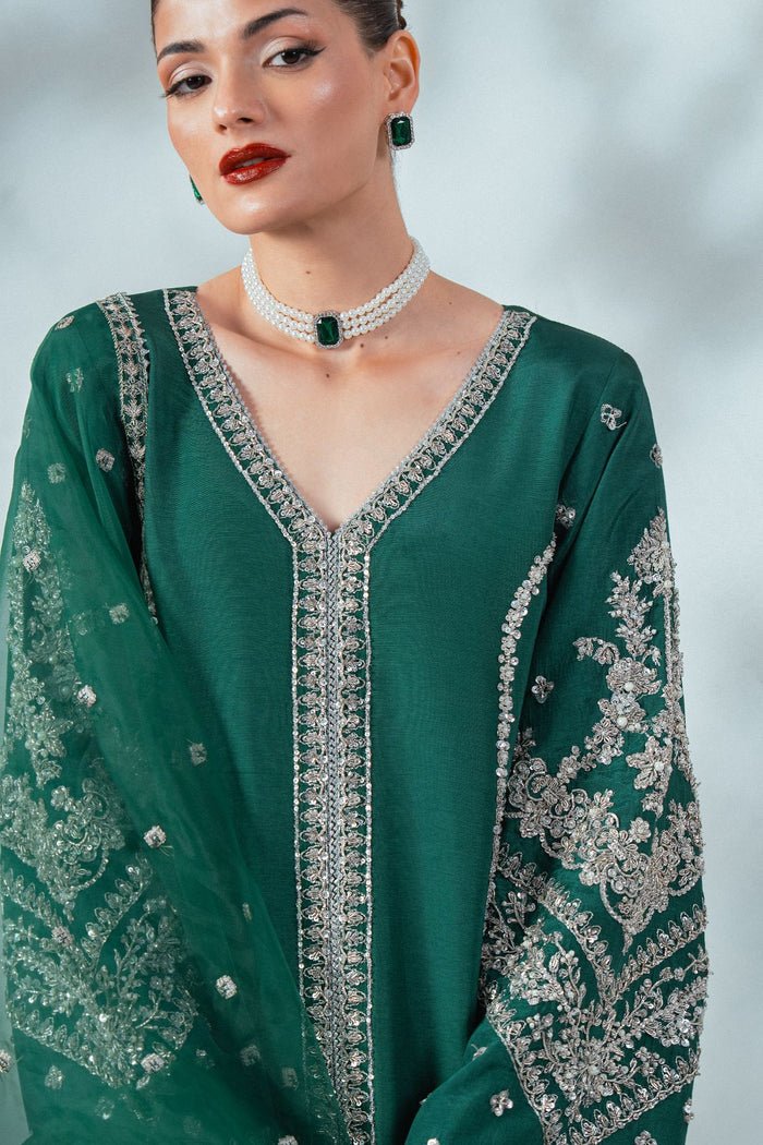 Enzo | Soiree Luxury Pret | Emerald Whisper-Brand:Enzo-Type:Ladies Clothes-Teal Green - House of Maryam- Buy in UK, USA