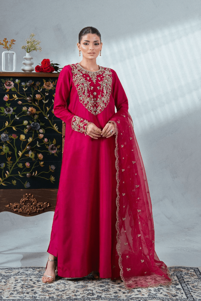 Enzo | Soiree Luxury Pret | Impériale-Brand:Enzo-Type:Ladies Clothes-Hot Pink - House of Maryam- Buy in UK, USA