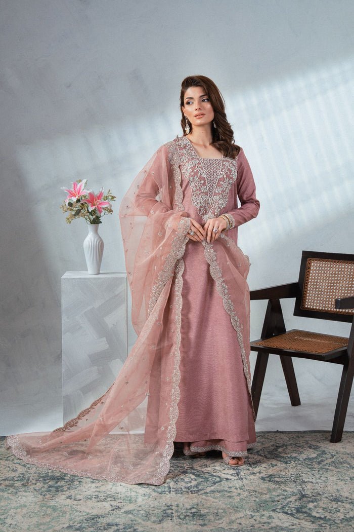 Enzo | Soiree Luxury Pret | Maison Rosé-Brand:Enzo-Type:Ladies Clothes-Tea Pink - House of Maryam- Buy in UK, USA