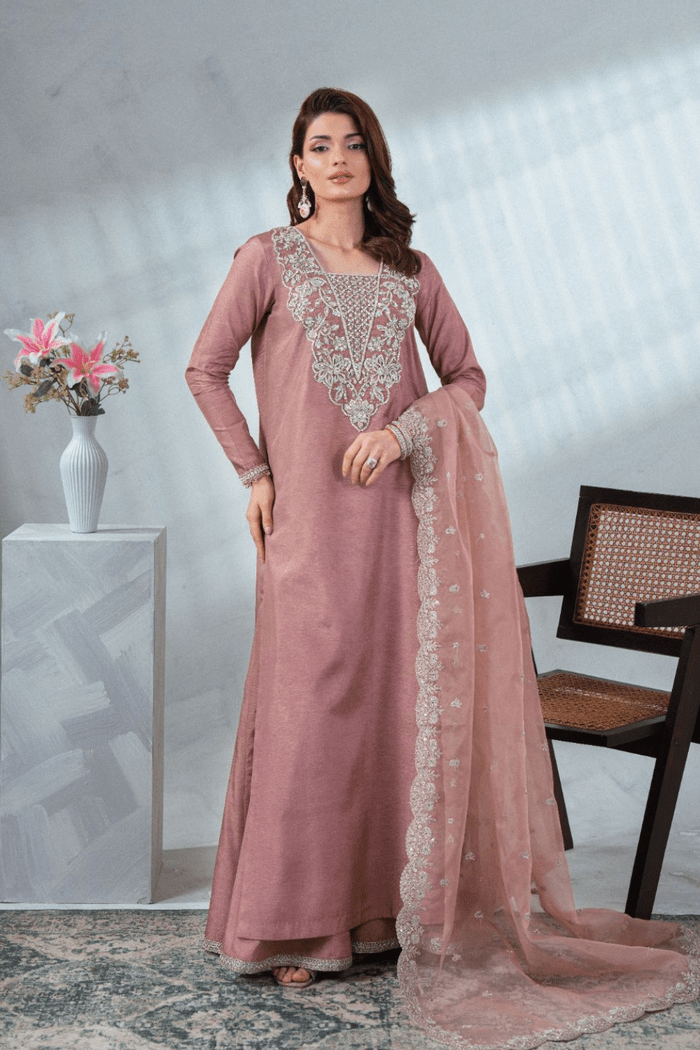 Enzo | Soiree Luxury Pret | Maison Rosé-Brand:Enzo-Type:Ladies Clothes-Tea Pink - House of Maryam- Buy in UK, USA