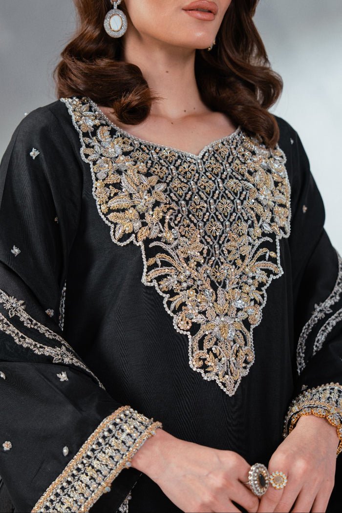 Enzo | Soiree Luxury Pret | Olen-Brand:Enzo-Type:Ladies Clothes-Black - House of Maryam- Buy in UK, USA