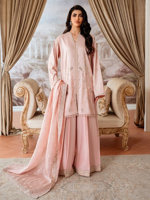 Epoque | Elysia Luxury Pret | Aura-Brand:Epoque-Type:Ladies Clothes-Light Pink-Korean Silk-House of Maryam- Buy in UK, USA