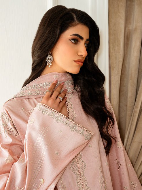 Epoque | Elysia Luxury Pret | Aura-Brand:Epoque-Type:Ladies Clothes-Light Pink-Korean Silk-House of Maryam- Buy in UK, USA