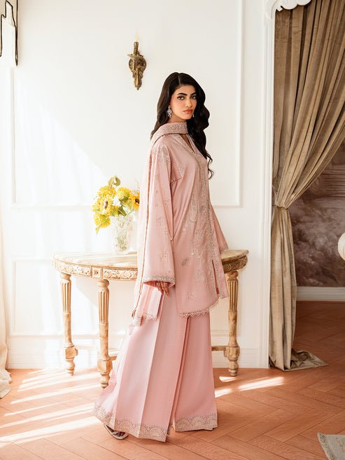 Epoque | Elysia Luxury Pret | Aura-Brand:Epoque-Type:Ladies Clothes-Light Pink-Korean Silk-House of Maryam- Buy in UK, USA