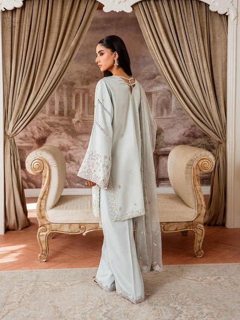 Epoque | Elysia Luxury Pret | Azure-Brand:Epoque-Type:Ladies Clothes-Sky Blue-Korean Silk-House of Maryam- Buy in UK, USA