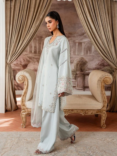 Epoque | Elysia Luxury Pret | Azure-Brand:Epoque-Type:Ladies Clothes-Sky Blue-Korean Silk-House of Maryam- Buy in UK, USA