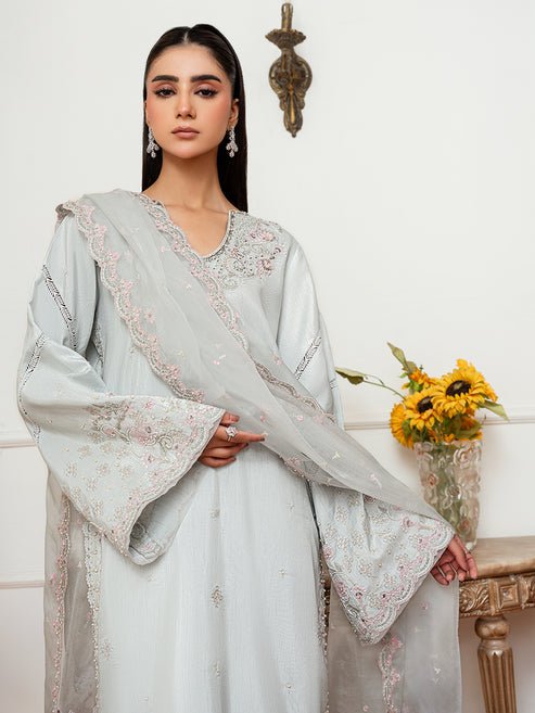 Epoque | Elysia Luxury Pret | Azure-Brand:Epoque-Type:Ladies Clothes-Sky Blue-Korean Silk-House of Maryam- Buy in UK, USA