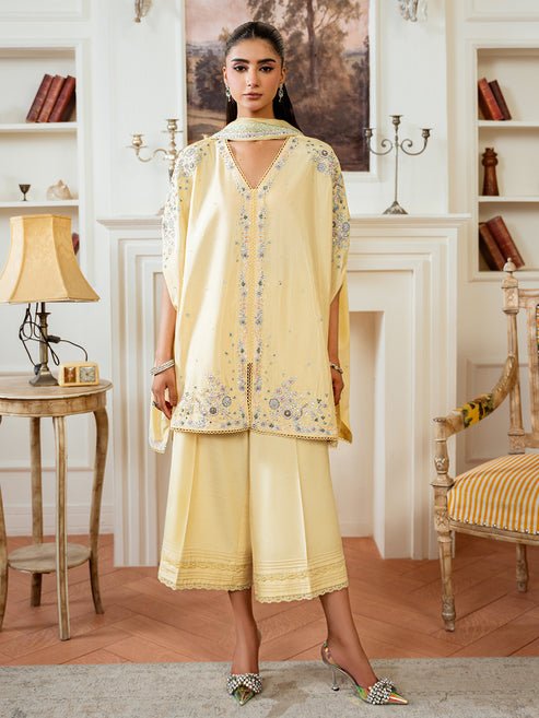 Epoque | Elysia Luxury Pret | Citrine-Brand:Epoque-Type:Ladies Clothes-Pale Yellow-Silk-House of Maryam- Buy in UK, USA