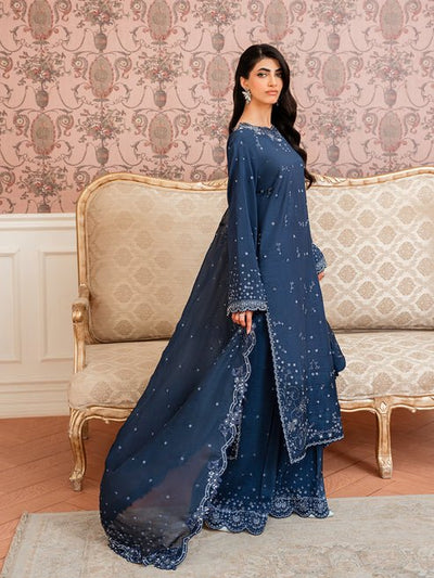 Epoque | Elysia Luxury Pret | Eira-Brand:Epoque-Type:Ladies Clothes-Navy Blue-Korean Silk-House of Maryam- Buy in UK, USA
