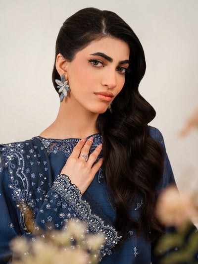Epoque | Elysia Luxury Pret | Eira-Brand:Epoque-Type:Ladies Clothes-Navy Blue-Korean Silk-House of Maryam- Buy in UK, USA