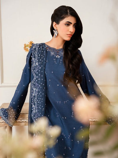 Epoque | Elysia Luxury Pret | Eira-Brand:Epoque-Type:Ladies Clothes-Navy Blue-Korean Silk-House of Maryam- Buy in UK, USA