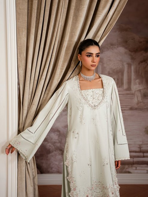 Epoque | Elysia Luxury Pret | Elara-Brand:Epoque-Type:Ladies Clothes-Mint-Tassel Silk-House of Maryam- Buy in UK, USA