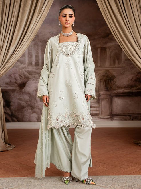 Epoque | Elysia Luxury Pret | Elara-Brand:Epoque-Type:Ladies Clothes-Mint-Tassel Silk-House of Maryam- Buy in UK, USA