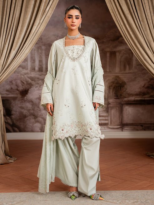 Epoque | Elysia Luxury Pret | Elara-Brand:Epoque-Type:Ladies Clothes-Mint-Tassel Silk-House of Maryam- Buy in UK, USA