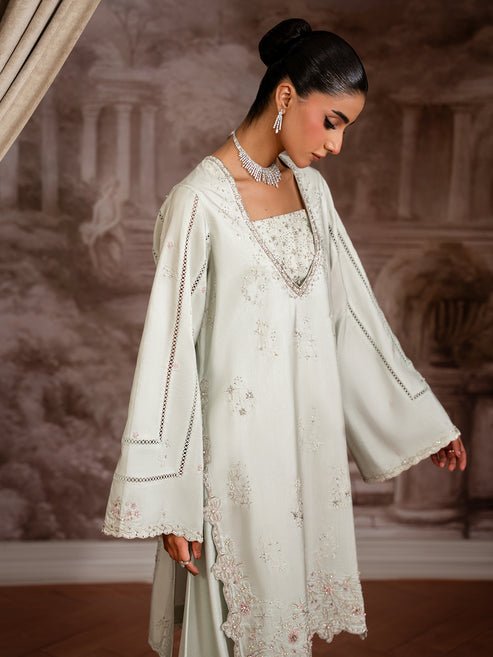 Epoque | Elysia Luxury Pret | Elara-Brand:Epoque-Type:Ladies Clothes-Mint-Tassel Silk-House of Maryam- Buy in UK, USA