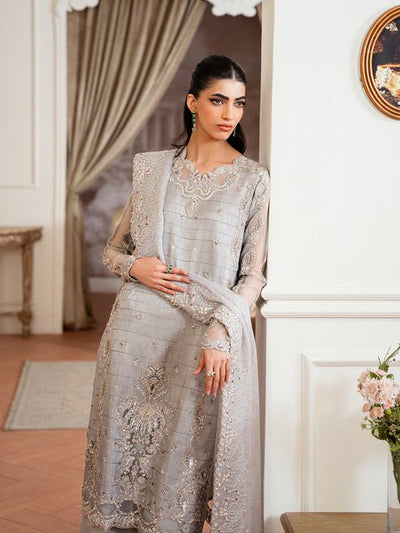 Epoque | Elysia Luxury Pret | Glaze-Brand:Epoque-Type:Ladies Clothes-Light Gray-Korean Silk-House of Maryam- Buy in UK, USA
