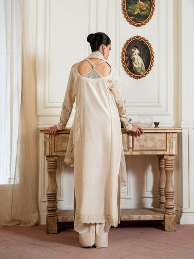 Epoque | Elysia Luxury Pret | Haze-Brand:Epoque-Type:Ladies Clothes-Off White-Tassel Silk-House of Maryam- Buy in UK, USA