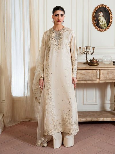 Epoque | Elysia Luxury Pret | Haze-Brand:Epoque-Type:Ladies Clothes-Off White-Tassel Silk-House of Maryam- Buy in UK, USA