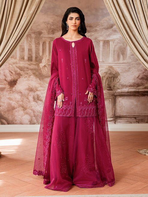 Epoque | Elysia Luxury Pret | Lyra-Brand:Epoque-Type:Ladies Clothes-Shocking Pink-Korean Silk-House of Maryam- Buy in UK, USA