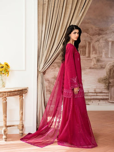 Epoque | Elysia Luxury Pret | Lyra-Brand:Epoque-Type:Ladies Clothes-Shocking Pink-Korean Silk-House of Maryam- Buy in UK, USA