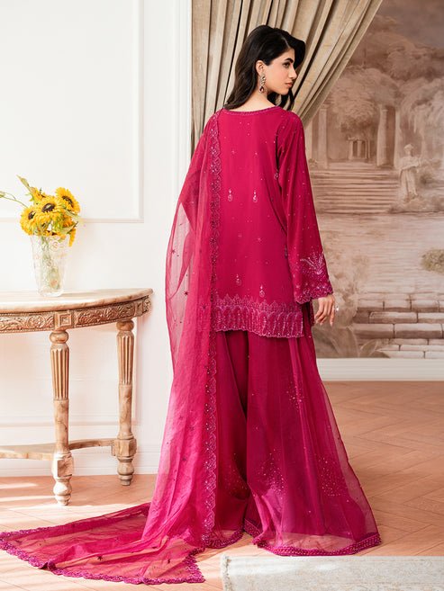 Epoque | Elysia Luxury Pret | Lyra-Brand:Epoque-Type:Ladies Clothes-Shocking Pink-Korean Silk-House of Maryam- Buy in UK, USA