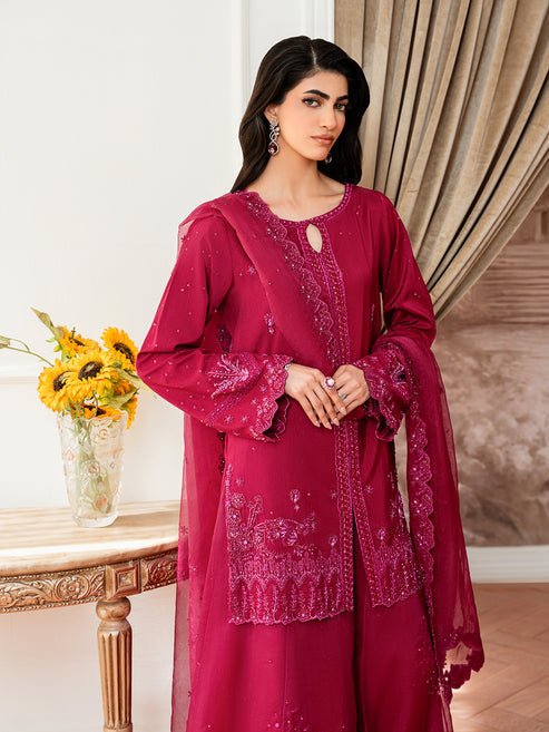 Epoque | Elysia Luxury Pret | Lyra-Brand:Epoque-Type:Ladies Clothes-Shocking Pink-Korean Silk-House of Maryam- Buy in UK, USA