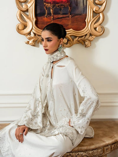 Epoque | Elysia Luxury Pret | Mira-Brand:Epoque-Type:Ladies Clothes-Off White-Korean Silk-House of Maryam- Buy in UK, USA