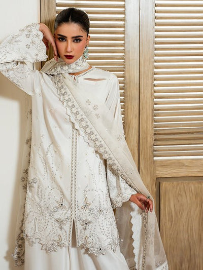 Epoque | Elysia Luxury Pret | Mira-Brand:Epoque-Type:Ladies Clothes-Off White-Korean Silk-House of Maryam- Buy in UK, USA