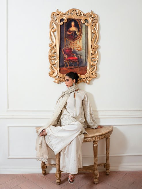 Epoque | Elysia Luxury Pret | Mira-Brand:Epoque-Type:Ladies Clothes-Off White-Korean Silk-House of Maryam- Buy in UK, USA