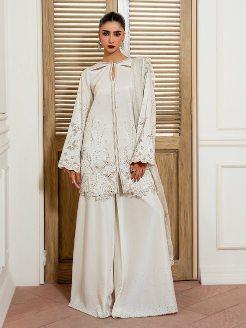 Epoque | Elysia Luxury Pret | Mira-Brand:Epoque-Type:Ladies Clothes-Off White-Korean Silk-House of Maryam- Buy in UK, USA