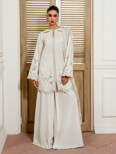 Epoque | Elysia Luxury Pret | Mira-Brand:Epoque-Type:Ladies Clothes-Off White-Korean Silk-House of Maryam- Buy in UK, USA