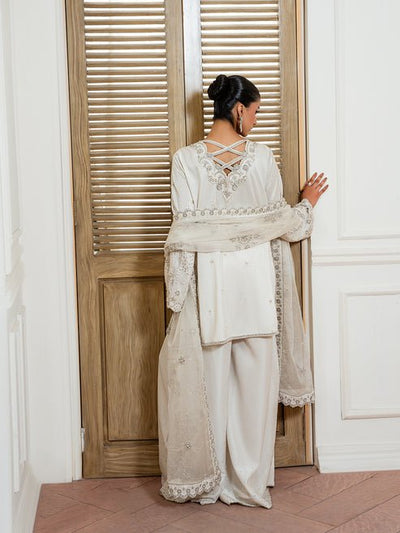 Epoque | Elysia Luxury Pret | Mira-Brand:Epoque-Type:Ladies Clothes-Off White-Korean Silk-House of Maryam- Buy in UK, USA
