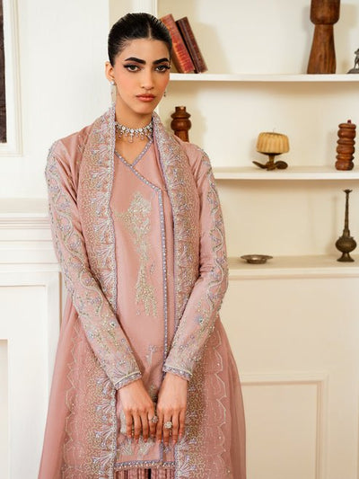 Epoque | Elysia Luxury Pret | Vione-Brand:Epoque-Type:Ladies Clothes-Tea Pink-Silk-House of Maryam- Buy in UK, USA