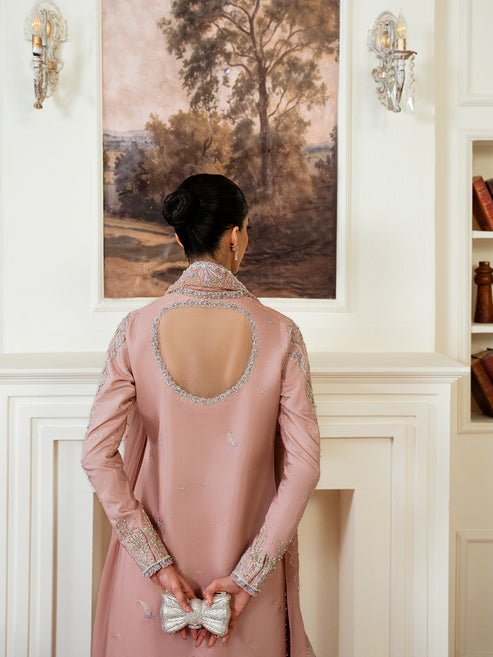 Epoque | Elysia Luxury Pret | Vione-Brand:Epoque-Type:Ladies Clothes-Tea Pink-Silk-House of Maryam- Buy in UK, USA