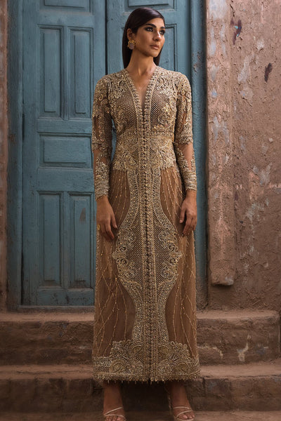 Erum Khan | Dazzling Fiesta | Rosewood-Brand:Erum Khan-Type:Ladies Clothes-Majestic Gold - House of Maryam- Buy in UK, USA
