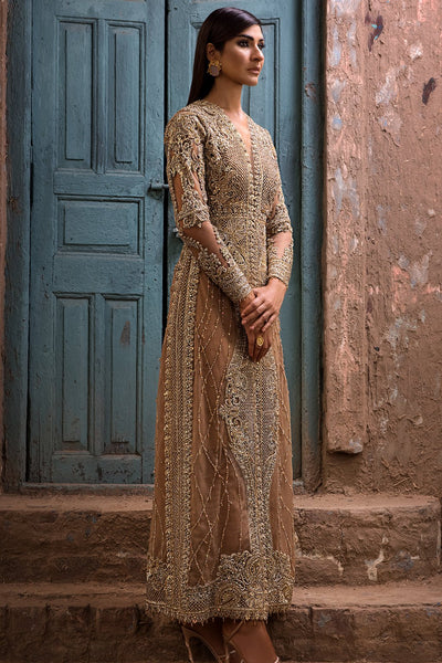 Erum Khan | Dazzling Fiesta | Rosewood-Brand:Erum Khan-Type:Ladies Clothes-Majestic Gold - House of Maryam- Buy in UK, USA