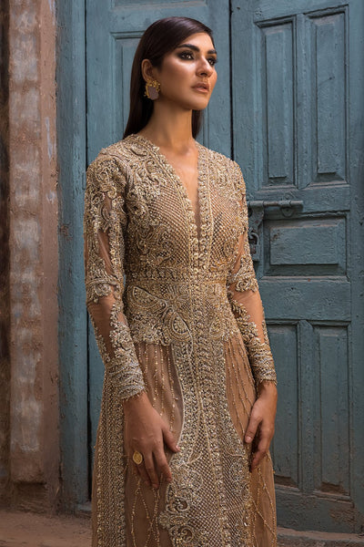 Erum Khan | Dazzling Fiesta | Rosewood-Brand:Erum Khan-Type:Ladies Clothes-Majestic Gold - House of Maryam- Buy in UK, USA