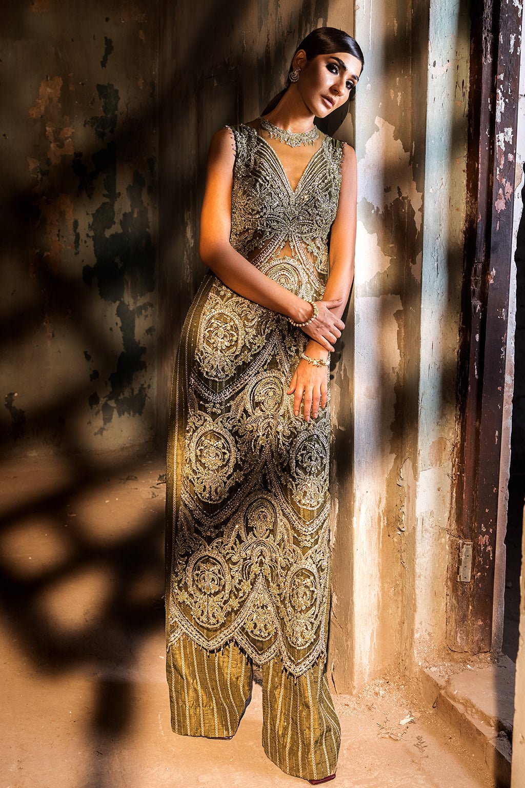 Erum Khan | Dazzling Fiesta | Shamrock-Brand:Erum Khan-Type:Ladies Clothes-Mehndi - House of Maryam- Buy in UK, USA
