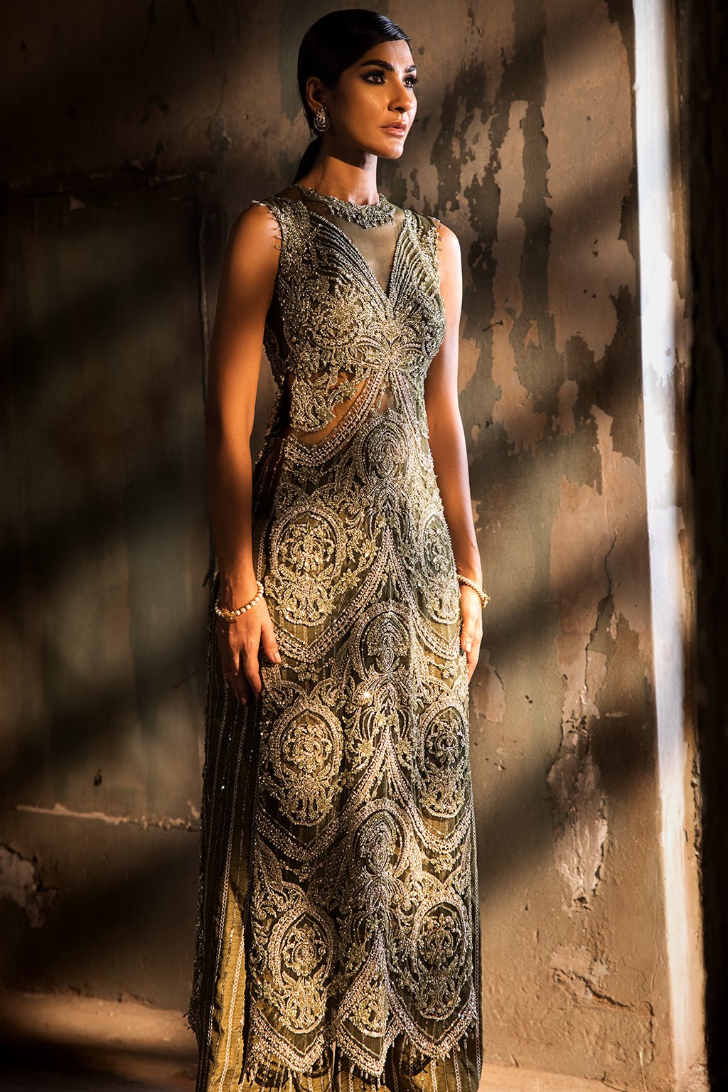 Erum Khan | Dazzling Fiesta | Shamrock-Brand:Erum Khan-Type:Ladies Clothes-Mehndi - House of Maryam- Buy in UK, USA