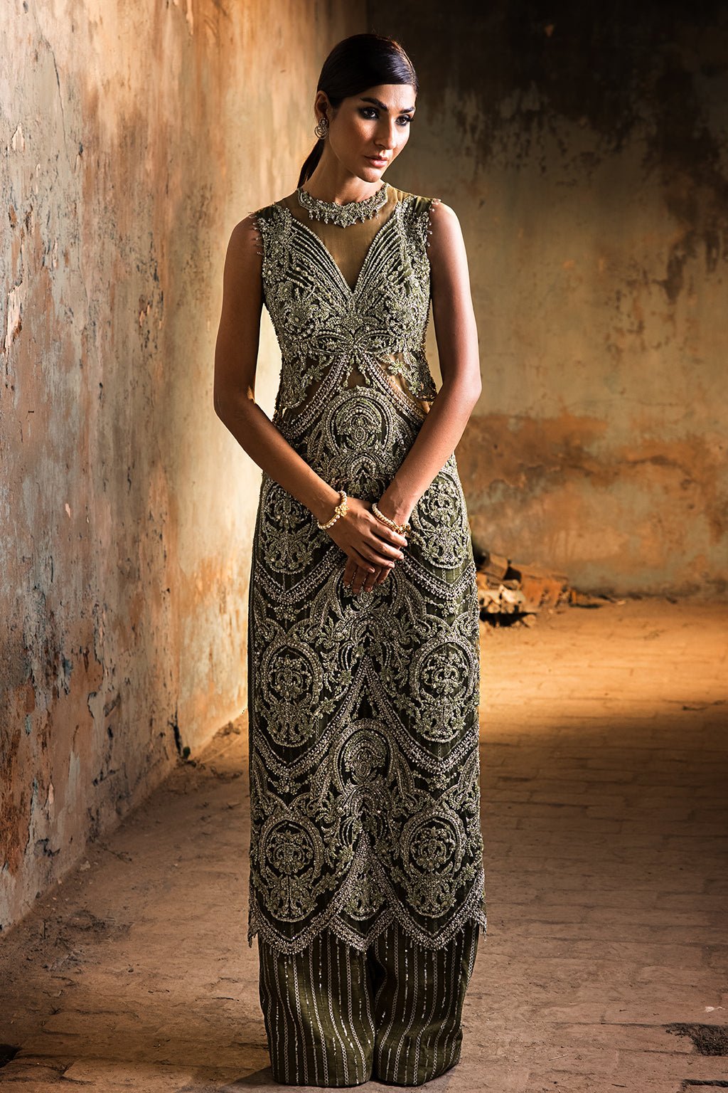Erum Khan | Dazzling Fiesta | Shamrock-Brand:Erum Khan-Type:Ladies Clothes-Mehndi - House of Maryam- Buy in UK, USA