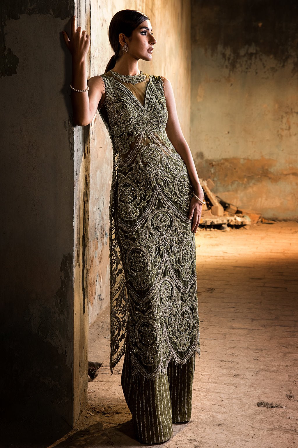 Erum Khan | Dazzling Fiesta | Shamrock-Brand:Erum Khan-Type:Ladies Clothes-Mehndi - House of Maryam- Buy in UK, USA
