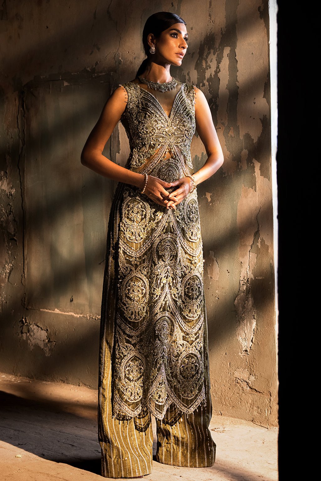 Erum Khan | Dazzling Fiesta | Shamrock-Brand:Erum Khan-Type:Ladies Clothes-Mehndi - House of Maryam- Buy in UK, USA