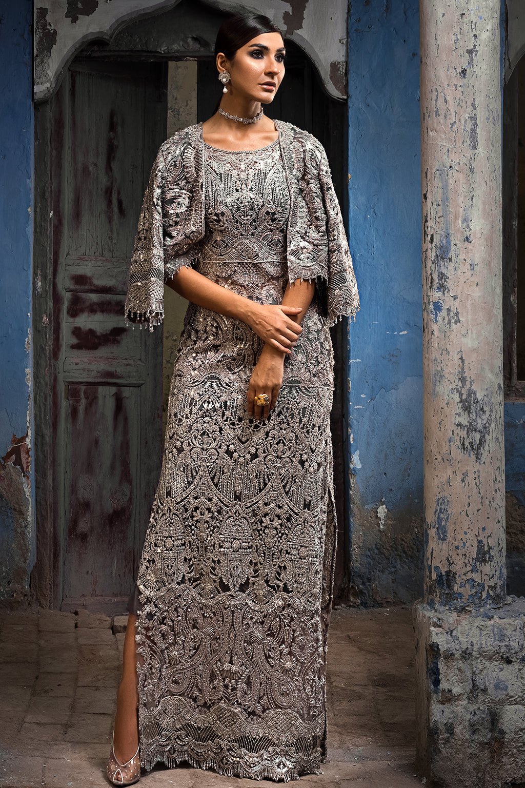 Erum Khan | Dazzling Fiesta | Stella-Brand:Erum Khan-Type:Ladies Clothes-Gray - House of Maryam- Buy in UK, USA