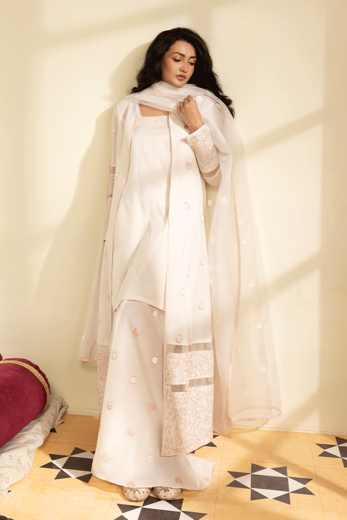 Erum Khan | Intezar e Eid | Dilkashi-Brand:Erum Khan-Type:Ladies Clothes-Ivory-Karandi-House of Maryam- Buy in UK, USA