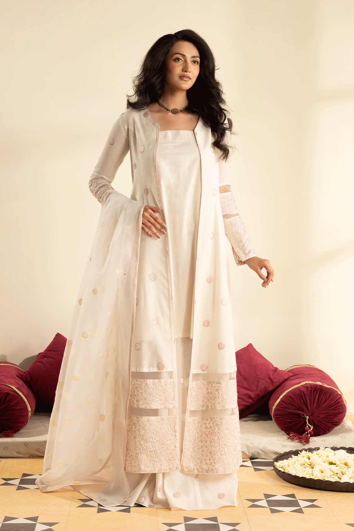 Erum Khan | Intezar e Eid | Dilkashi-Brand:Erum Khan-Type:Ladies Clothes-Ivory-Karandi-House of Maryam- Buy in UK, USA