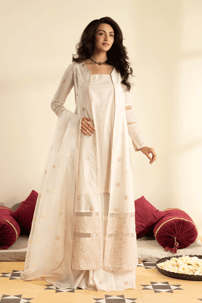 Erum Khan | Intezar e Eid | Dilkashi-Brand:Erum Khan-Type:Ladies Clothes-Ivory-Karandi-House of Maryam- Buy in UK, USA