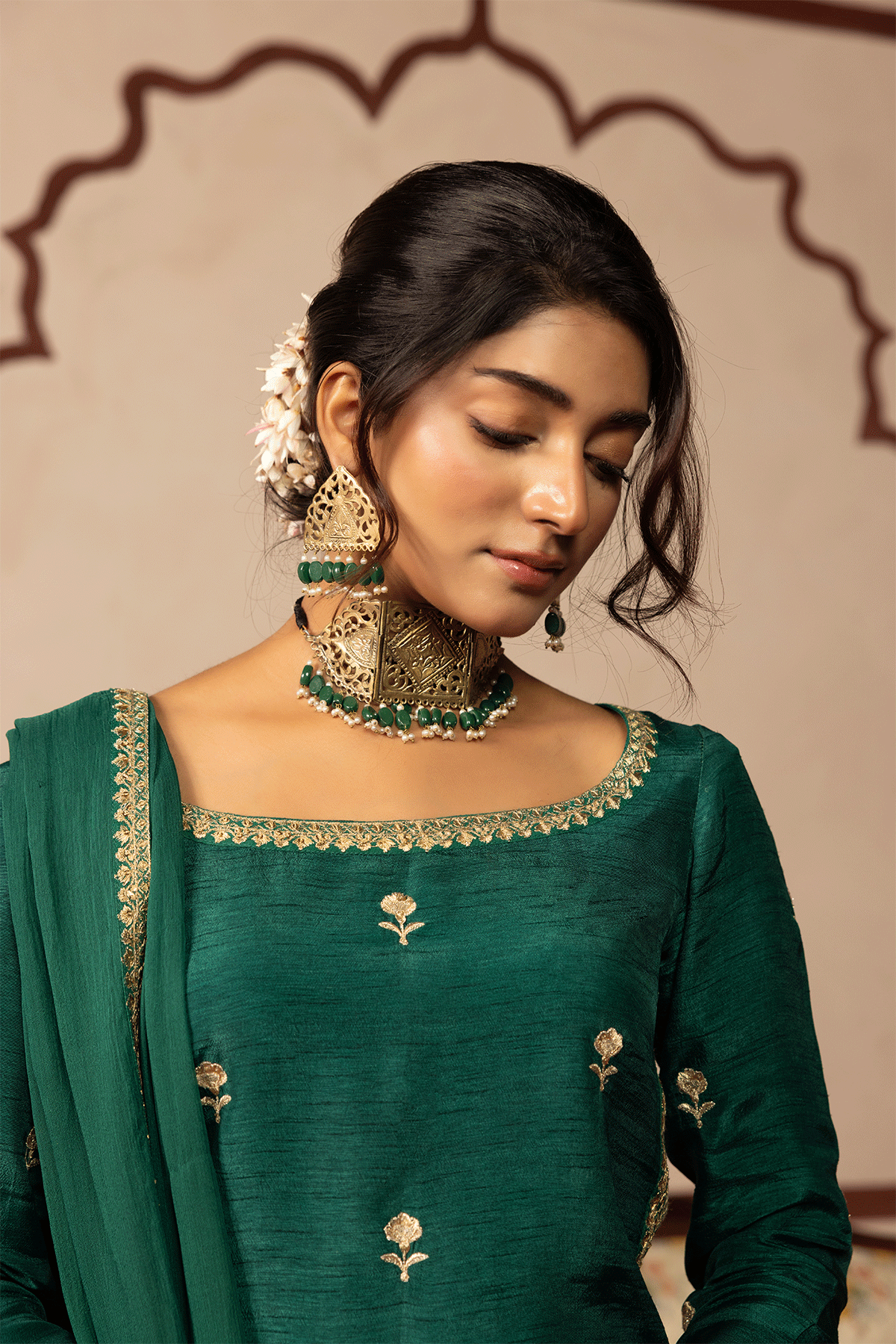 Erum Khan | Intezar e Eid | Firoza-Brand:Erum Khan-Type:Ladies Clothes-Bold Green-Silk-House of Maryam- Buy in UK, USA