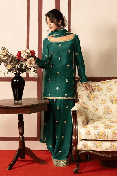 Erum Khan | Intezar e Eid | Firoza-Brand:Erum Khan-Type:Ladies Clothes-Bold Green-Silk-House of Maryam- Buy in UK, USA