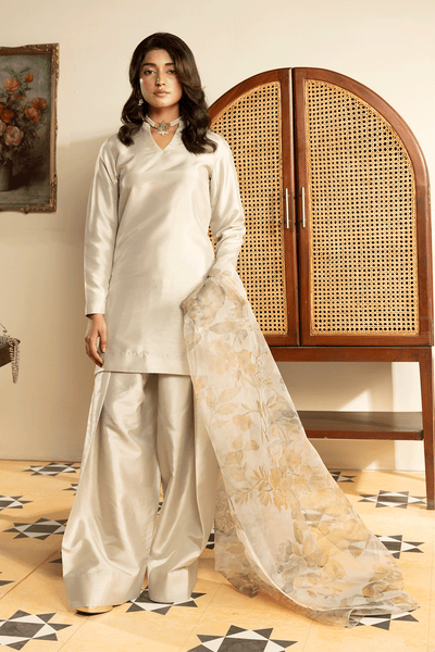 Erum Khan | Intezar e Eid | Lamha-Brand:Erum Khan-Type:Ladies Clothes-Silver-Silk-House of Maryam- Buy in UK, USA
